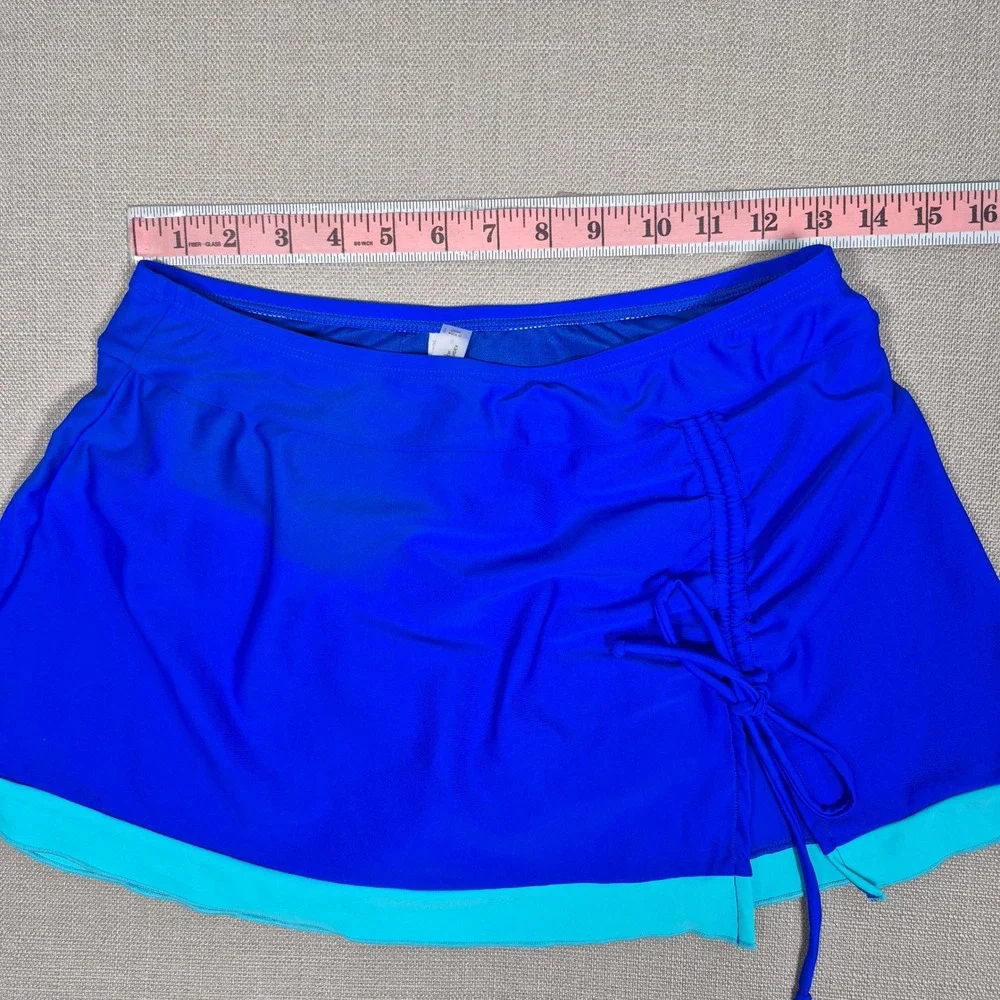 Tempt Me Womens Blue Tankini Swimsuit with Tummy Control Swim Skirt Size S